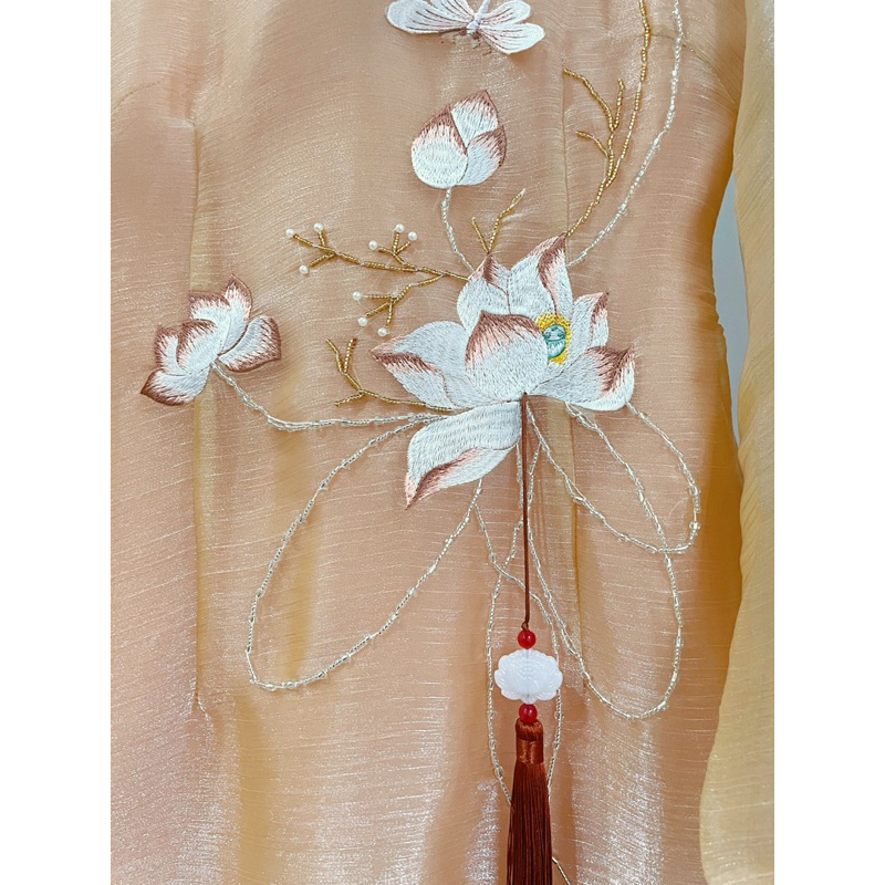 Áo Dài Truyền Thống Tơ Thuê Mân Côi - Ảnh Thật