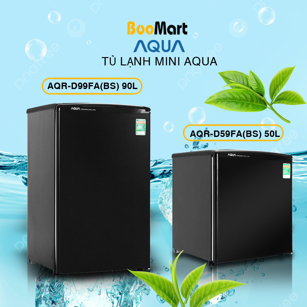 Tủ lạnh mini AQUA AQR-D99FA(BS) 90 Lít, AQR-D59FA(BS) 50 Lít Siêu bền - Có ngăn làm đá băng tuyết, Hàng Chính Hãng.