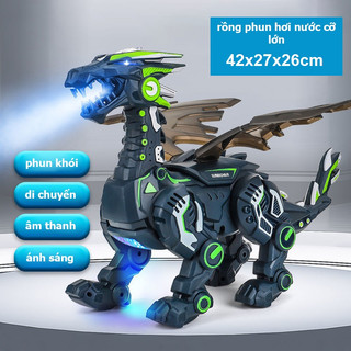 Đồ chơi khủng long robot phun lửa cỡ lớn có đèn âm thanh biết đi cho bé, quà tặng sinh nhật cho bé
