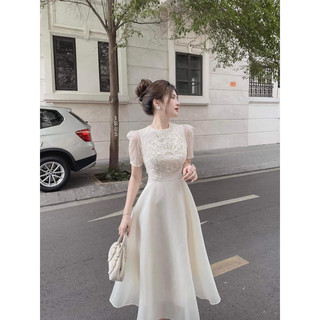Đầm voan lụa 2 lớp lưới đá sang chảnh