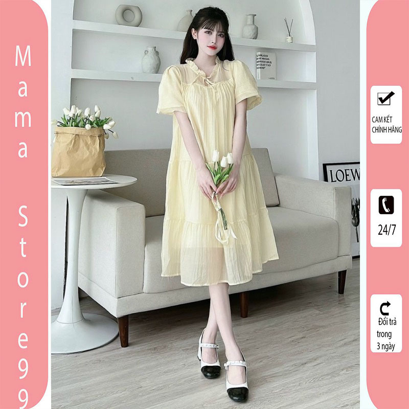 Đầm Bầu Váy Bầu Mùa Hè Thời Trang Thiết Kế Công Sở Dự Tiệc Tay Ngắn Dáng Suông Thoải Mái Xinh Xắn HN390 Mama Store99