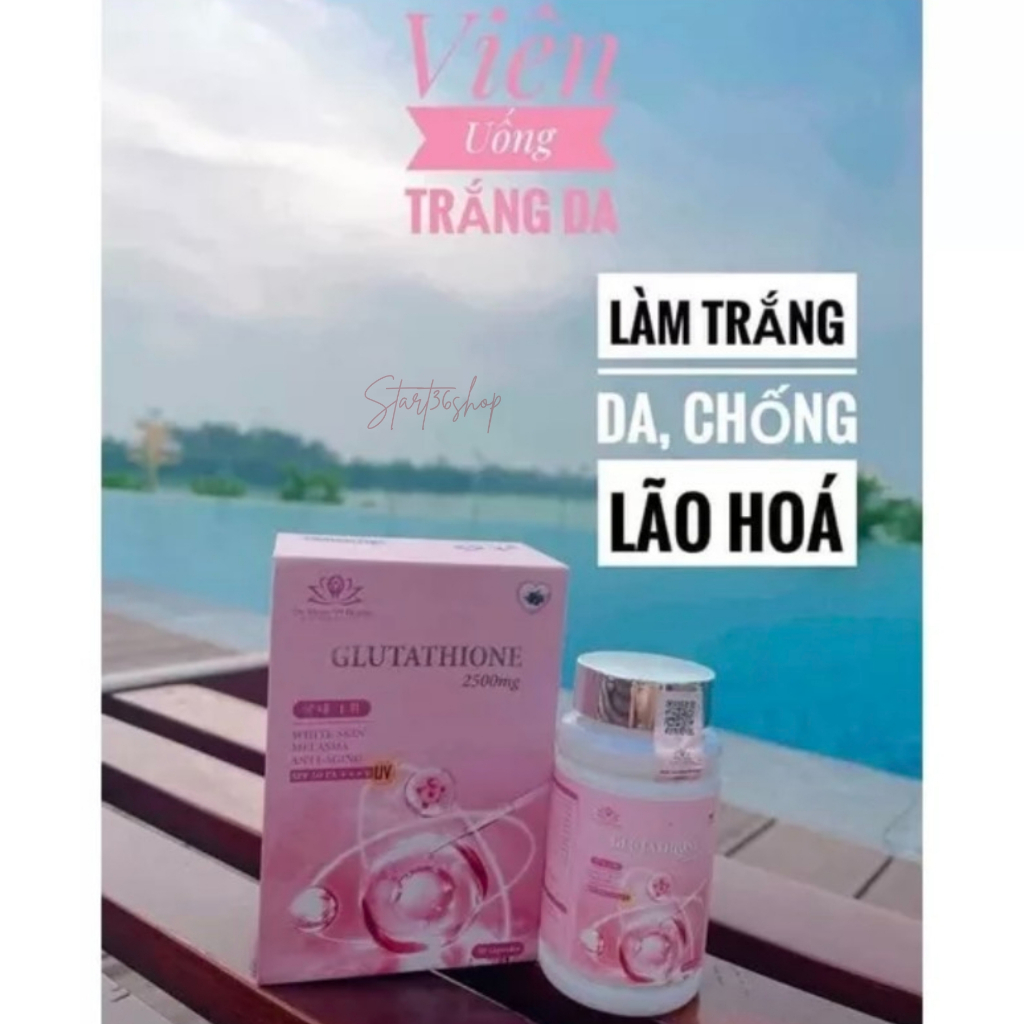 Viên uống trắng da hủy nám Glutathione 2500mg viên ngậm trắng da chống nắng cải thiện nội tiết ngừa lão hóa, lọ 60 viên