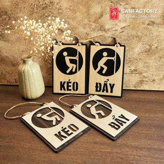   SAN-TP02  Bảng gỗ  Kéo Đẩy  Pull Push treo cửa   dán cửa chỉ dẫn ra vào trang trí decor hình chữ nhật đứng 
