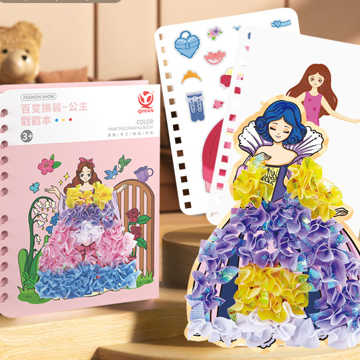 Trang trí dán sticker công chúa DIY Handmade bé thiết kế váy, tô màu công chúa
