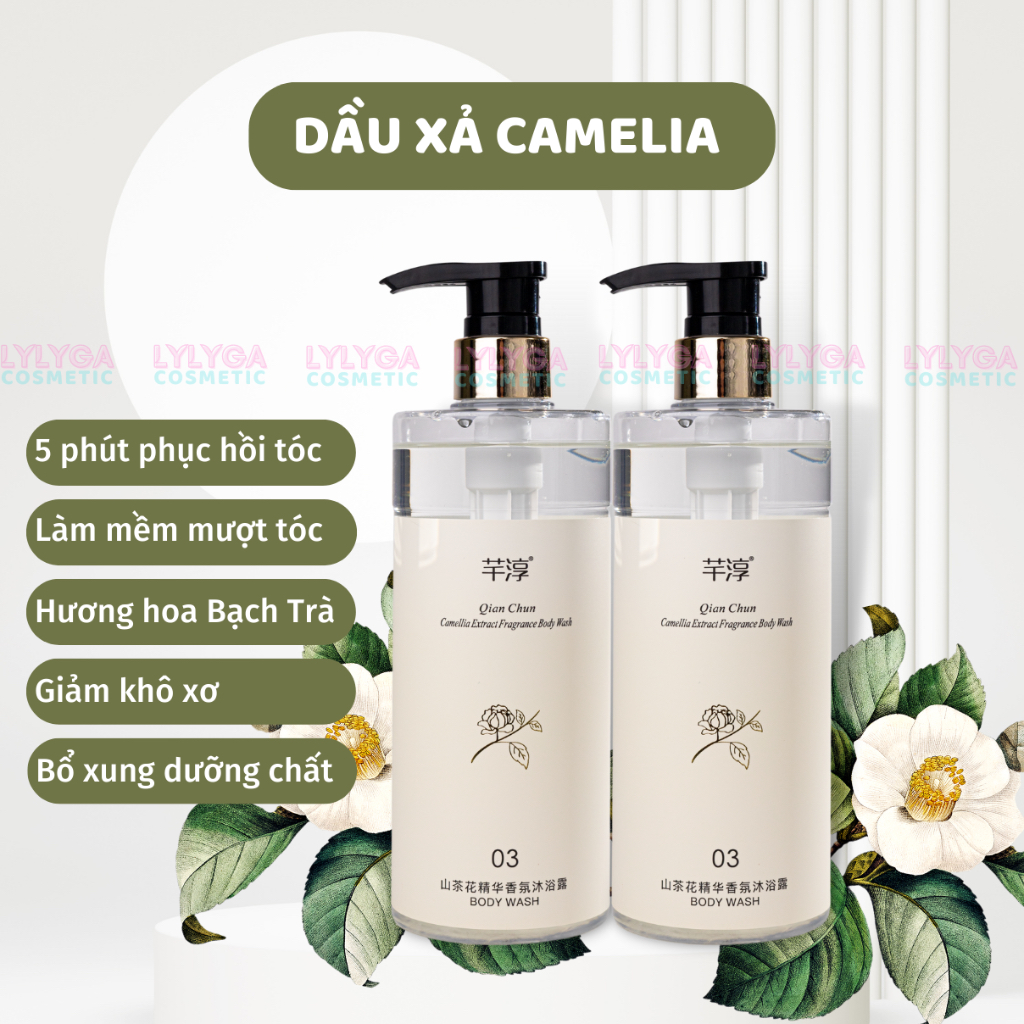 Sữa tắm Hoa Trà Camelia 500ml Quian Chun Dầu gội dầu xả Hoa Trà Camelia 500ml sáng da dưỡng ẩm lưu hương phục hồi tóc