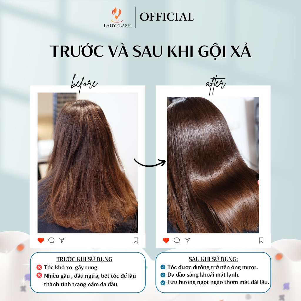 Dầu Gội Hương Nước Hoa Sạch Gàu Mượt Tóc LADYFLASH