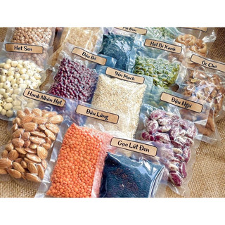 Ngũ cốc nấu sữa hạnh nhân, óc chó, hạt sen, mè đen