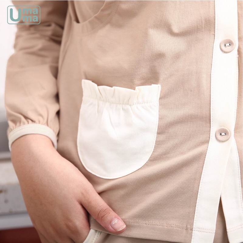 Uala Rogo - Bộ bầu dài tay, bộ mặc sau sinh cho con bú Umama thương hiệu Uala Rogo vải Coton mềm mại