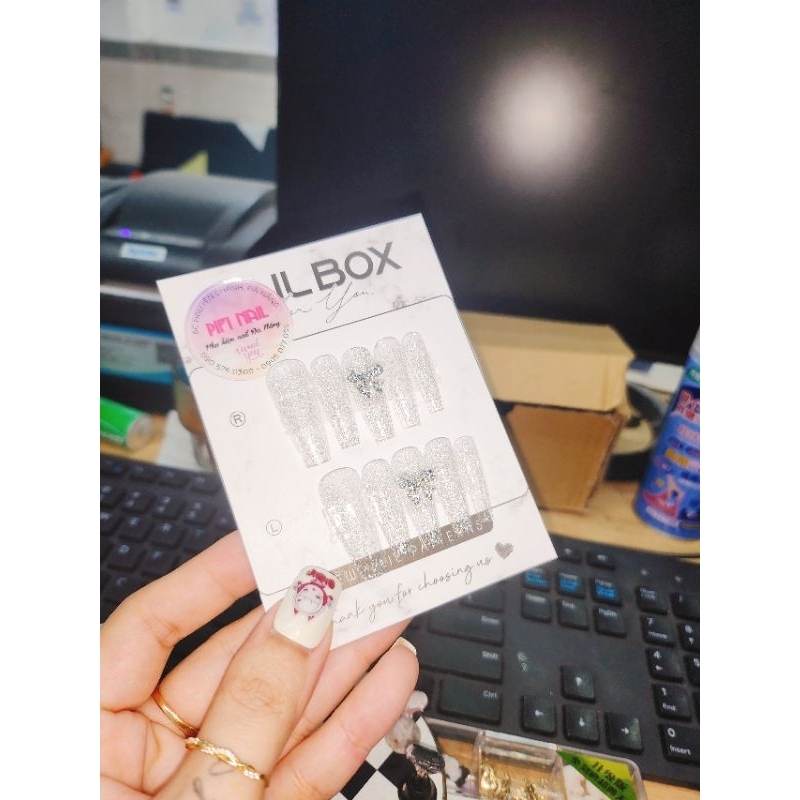 nailbox flash bạc mix nơ