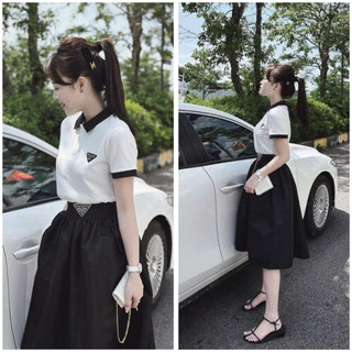 Set áo polo prda mĩ chân váy xoè thô loại 1
