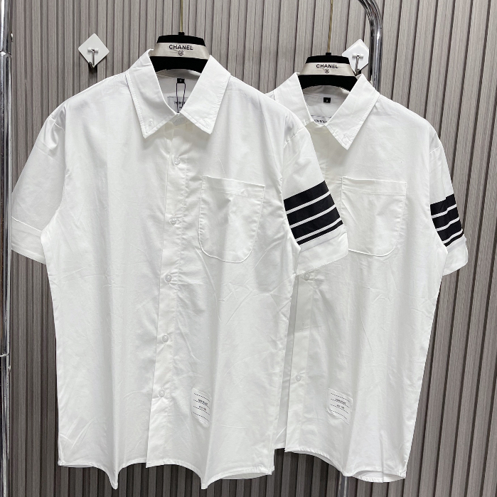 Áo Sơ Mi Nam Thome Phối Ba Vạch Tay Hot 2023_Áo Sơ Mi Cọc Tay Nam Chất Vải Thô Quảng Trâu | BigBuy360 - bigbuy360.vn