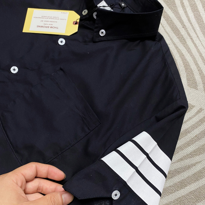 Áo Sơ Mi Nam Thome Phối Ba Vạch Tay Hot 2023_Áo Sơ Mi Cọc Tay Nam Chất Vải Thô Quảng Trâu | BigBuy360 - bigbuy360.vn