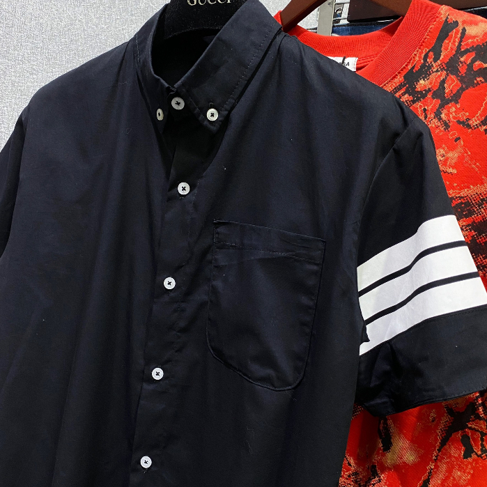 Áo Sơ Mi Nam Thome Phối Ba Vạch Tay Hot 2023_Áo Sơ Mi Cọc Tay Nam Chất Vải Thô Quảng Trâu | BigBuy360 - bigbuy360.vn