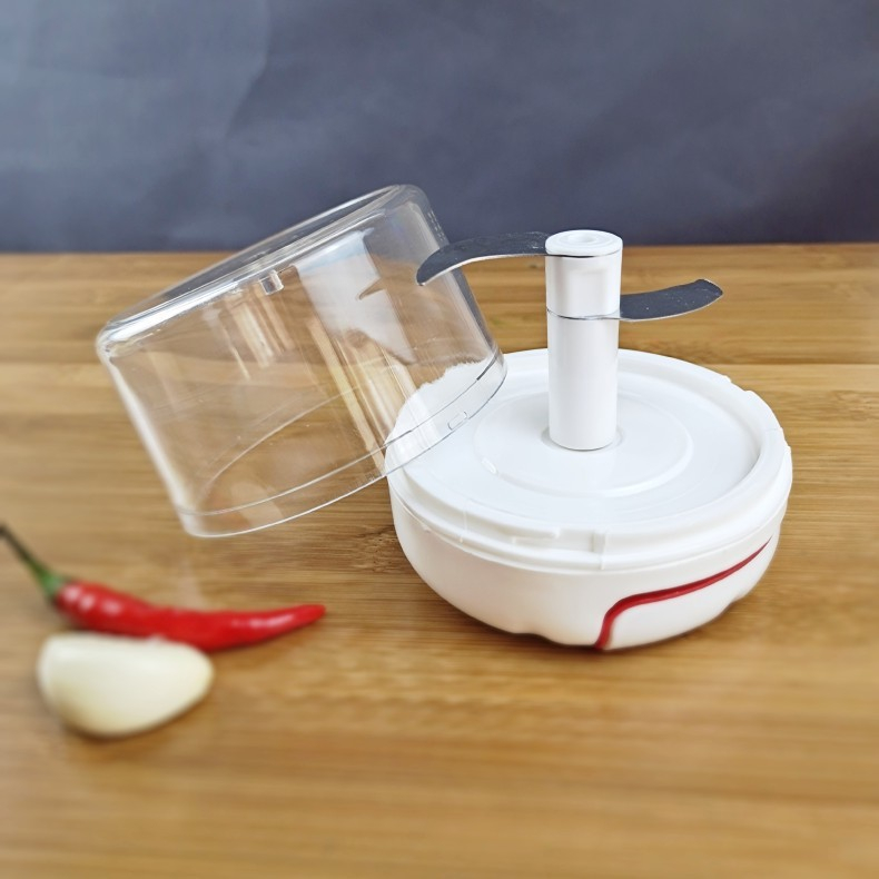 Máy Xay Tỏi Ớt Cầm Tay Mini Không Cay Mắt, Không Bám Mùi Tỏi | Máy Xay Tỏi Rút Dây Lưỡi Thép Không Gỉ Nhanh Chóng