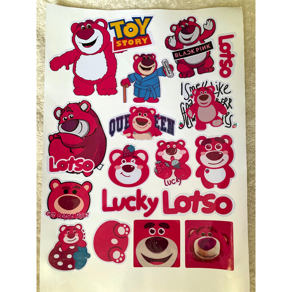 Bộ 80 Hình Dán Gấu Dâu - Sticker Gấu Lotso - Miếng Dán Điện Thoại Mũ Bảo Hiểm Laptop
