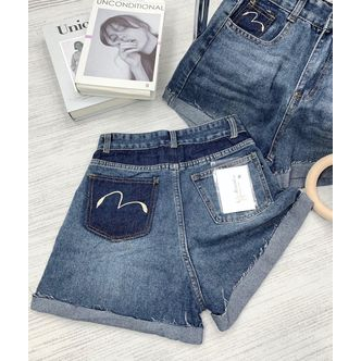 Quần short jean gập gấu