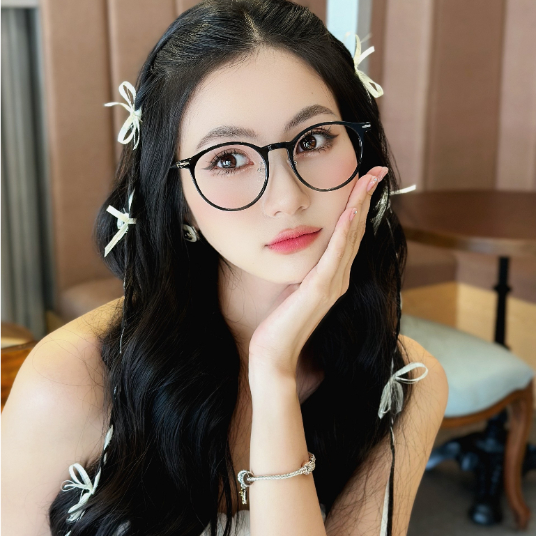 Gọng kính tròn nam nữ LILYEYEWEAR chất liệu hợp kim nhẹ nhàng thanh mảnh kiểu dáng thời trang 8912