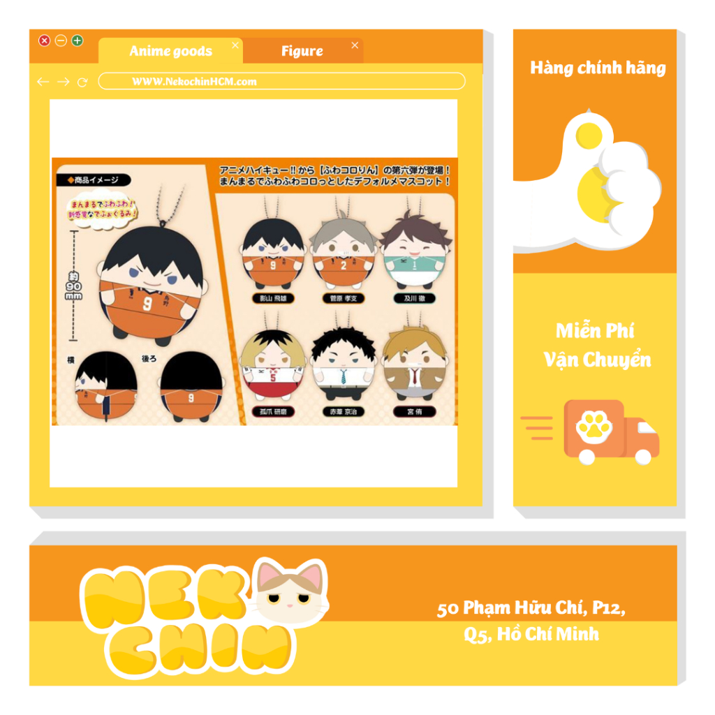 [NekochinHCM][Sẵn] Gấu bông Fuwa nhân phẩm Haikyuu Vol 6