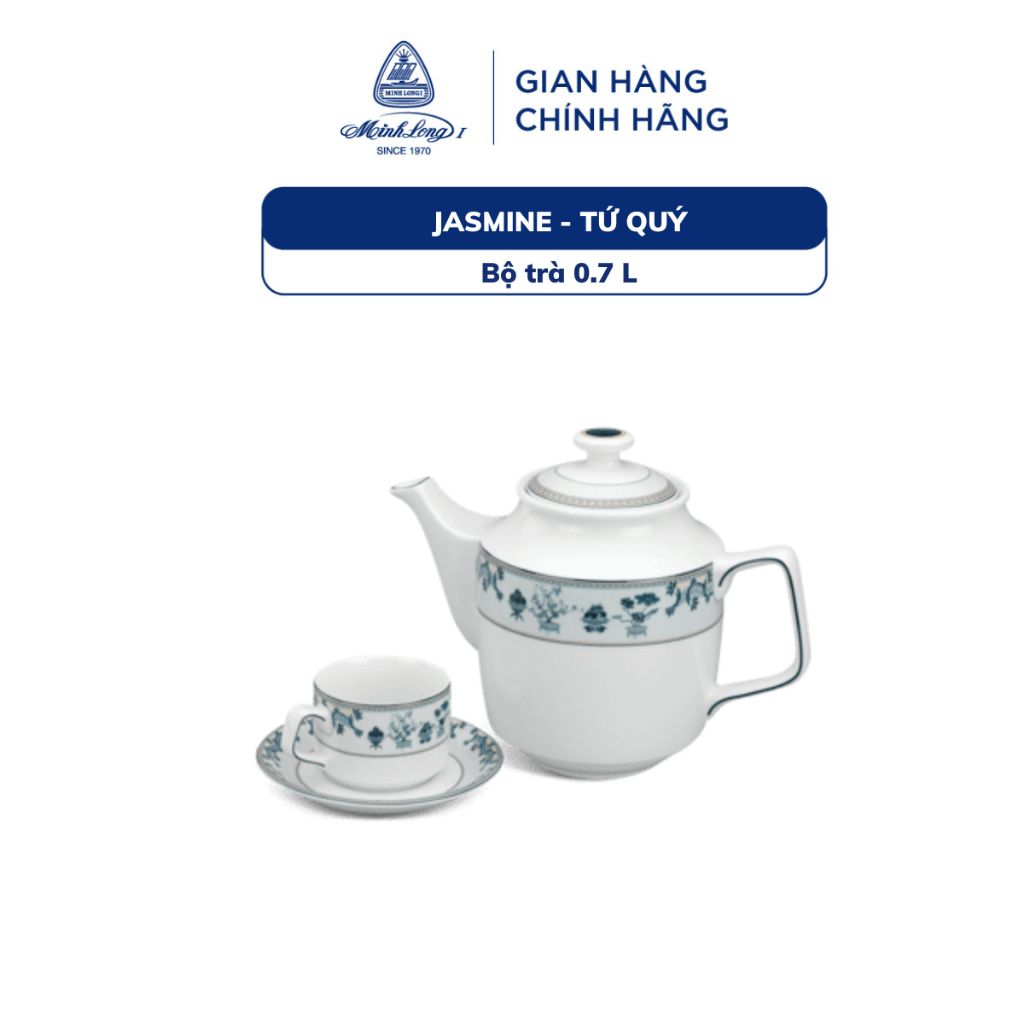 Bộ Ấm Trà Sứ Minh Long 0.7 L - Jasmine - Tứ quý