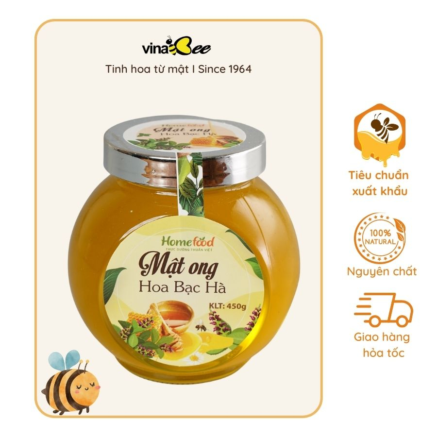Mật ong bạc hà Vinabee - 450g, 1400g