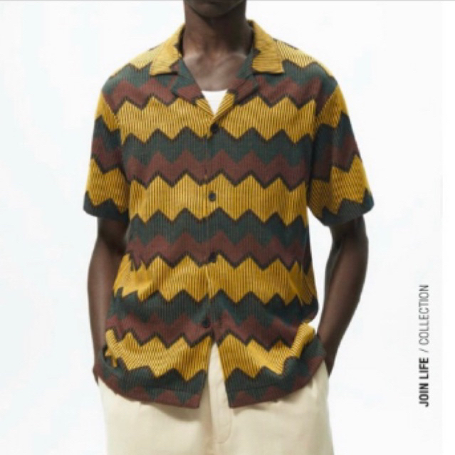 Áo sơ mi ngắn tay Zara authentic GEOMETRIC JACQUARD size S