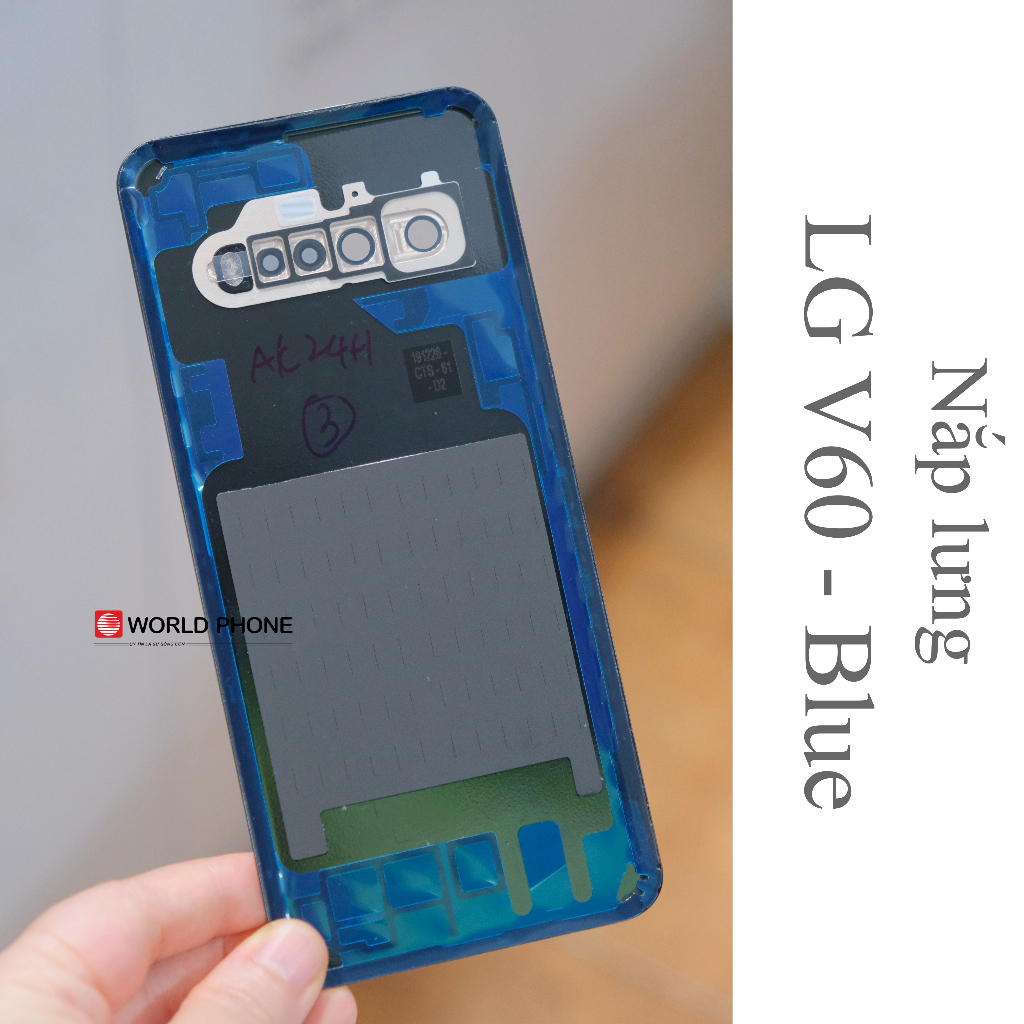 Nắp lưng cho LG V60 Xanh Blue kèm keo lưng,có khung kính camera