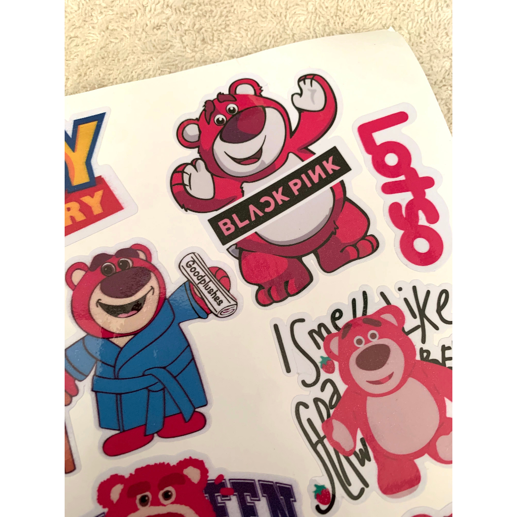 Bộ 80 Hình Dán Gấu Dâu - Sticker Gấu Lotso - Miếng Dán Điện Thoại Mũ Bảo Hiểm Laptop
