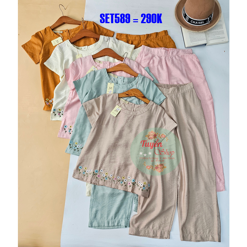 𝐒𝐞𝐭 áo thêu lai và quần ống suông