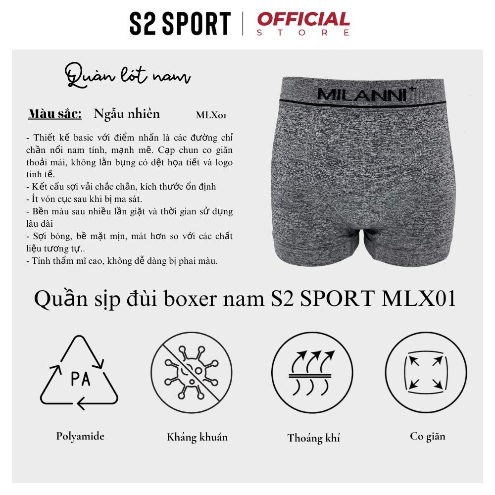 Quần sịp đùi nam S2 SPORT SBX01 dáng boxer cạp cao dệt liền chất cotton mềm co giãn 4 chiều ôm body mềm mịn thoáng khí