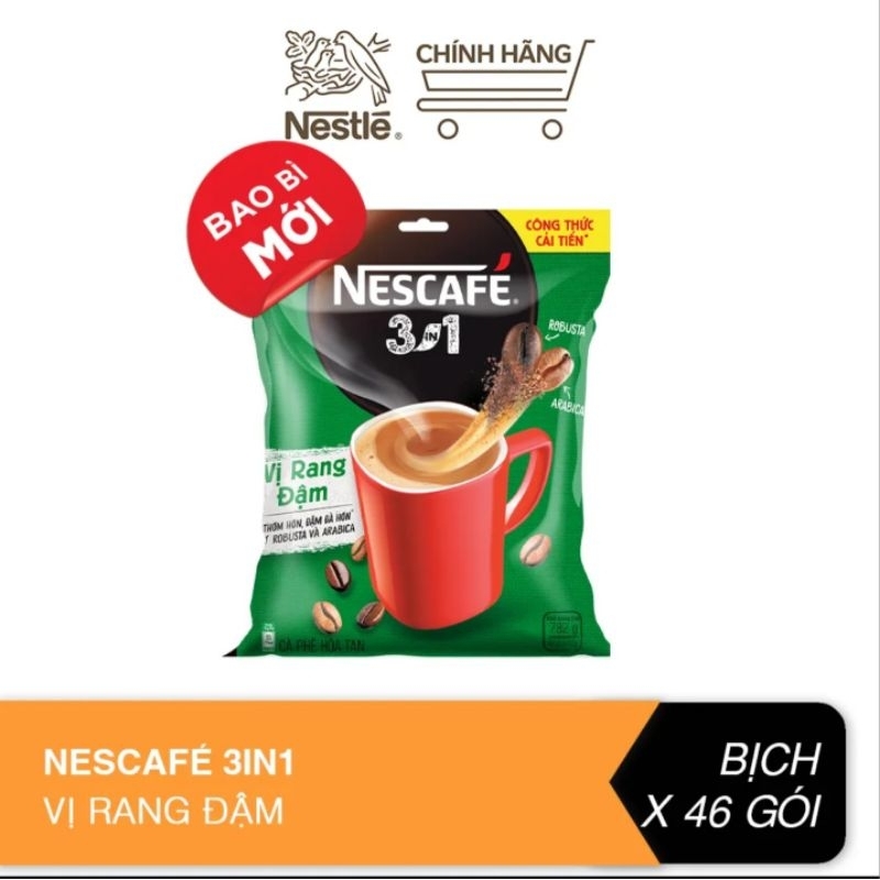 Cà phê hòa tan Nescafe 3 trong 1 Vị Rang Đậm - 46 gói