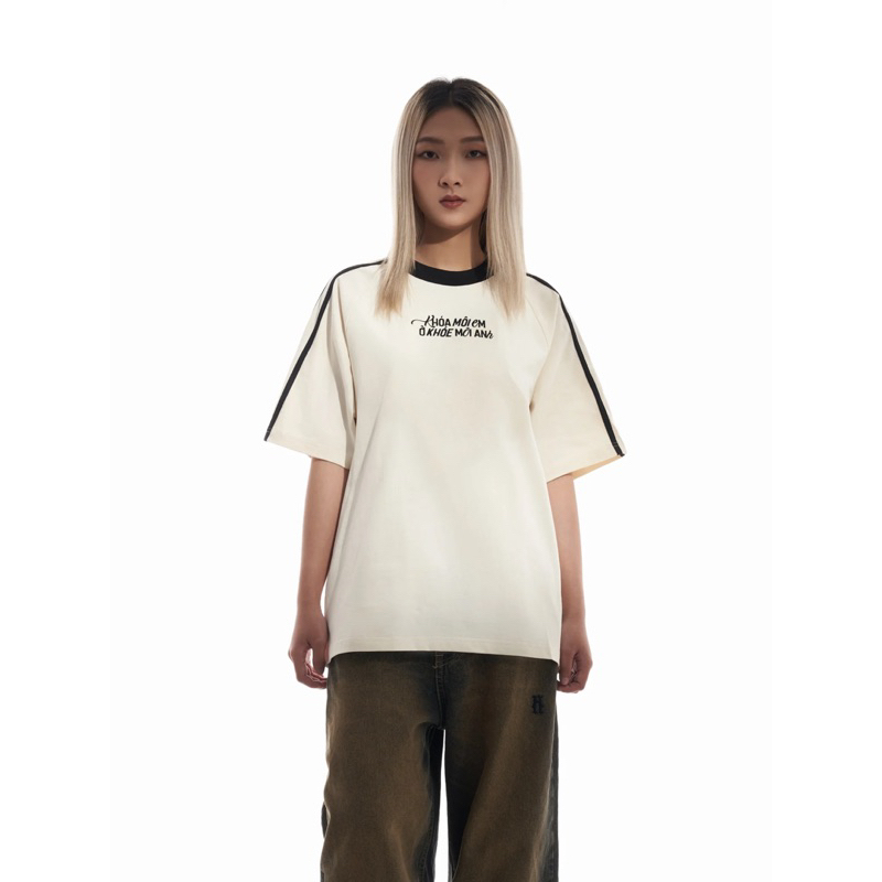 ÁO THUN NAM NỮ THÊU CHỮ KHOÁ MÔI EM Ở KHOÉ MÔI ANH 100% COTTON 250GSM