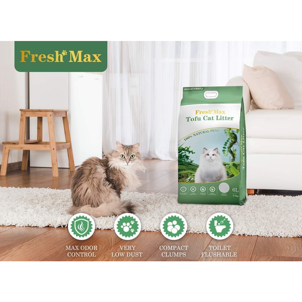 [ Cát đậu nành ] Cát vệ sinh cho mèo FRESH MAX 6L [ 2.5KG ] _ Tofu Cat litter 100% Natural