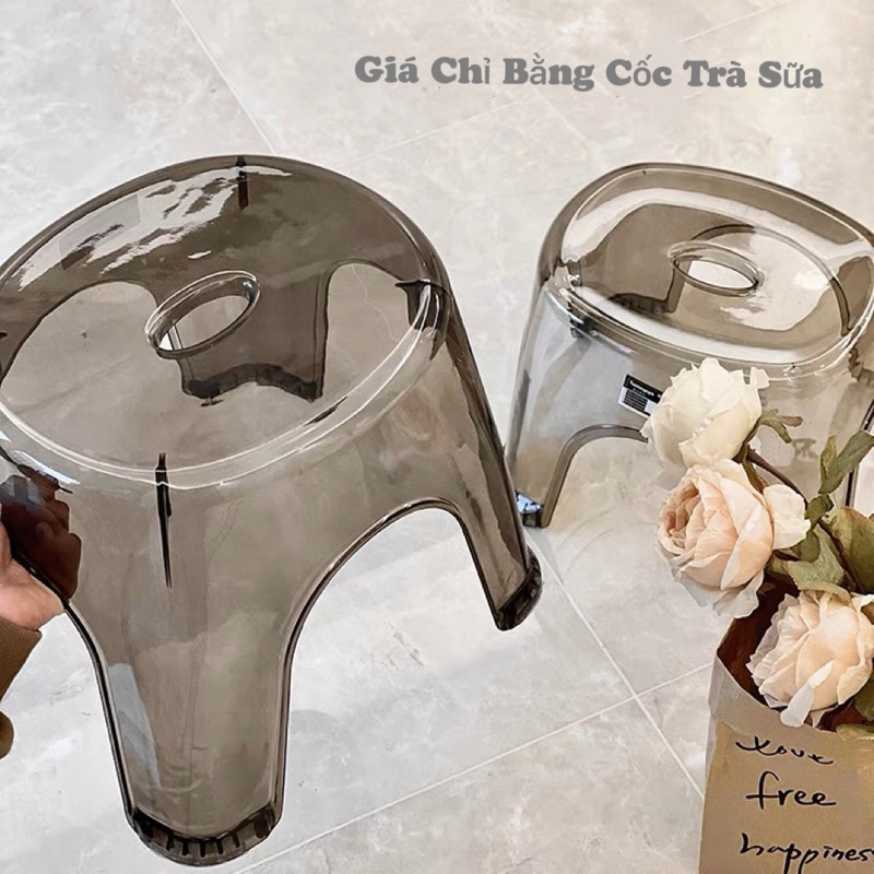 Ghế đẩu nhựa chống trượt chất liệu nhựa Acrylic trong suốt dùng trong gia đình