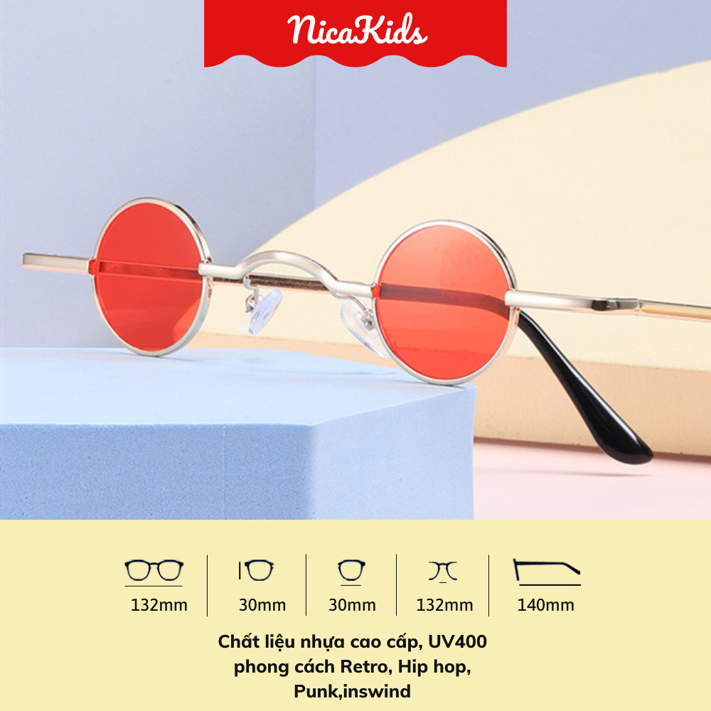 Kính mắt, kính râm retro gọng tròn chống tia UV400 thời trang cho bé