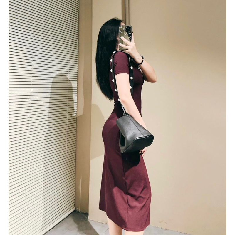 Váy polo thun tăm dáng suông