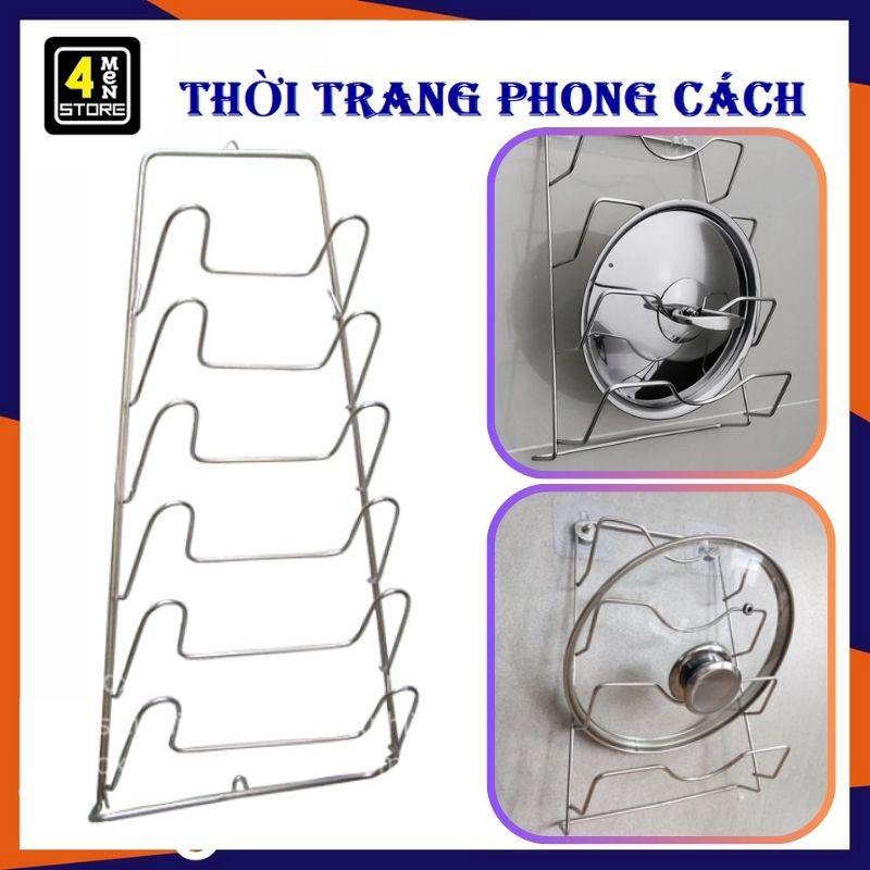 Giá inox treo để vung xoong nồi 6 tầng giúp tiết kiệm không gian - Kệ để nắp nồi inox không gỉ tiện lợi