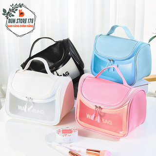 Túi đựng mỹ phẩm WASHBAG tiện dụng có quai cầm, Túi du lịch đựng đồ rộng rãi có ngăn lưới nhiều màu