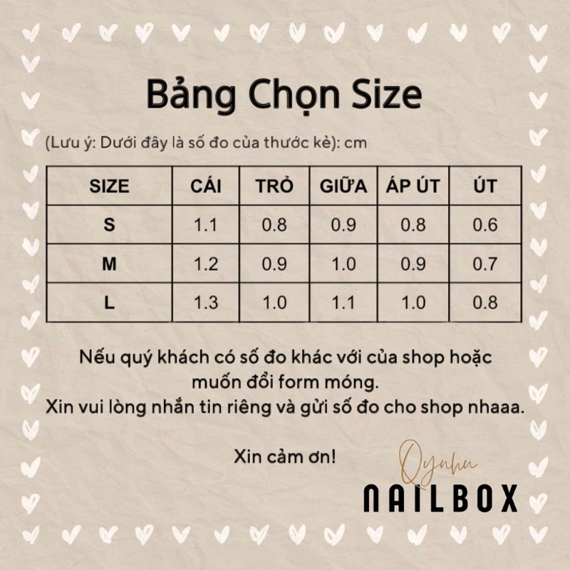 NAILBOX nhẹ nhàng thiết kế theo size