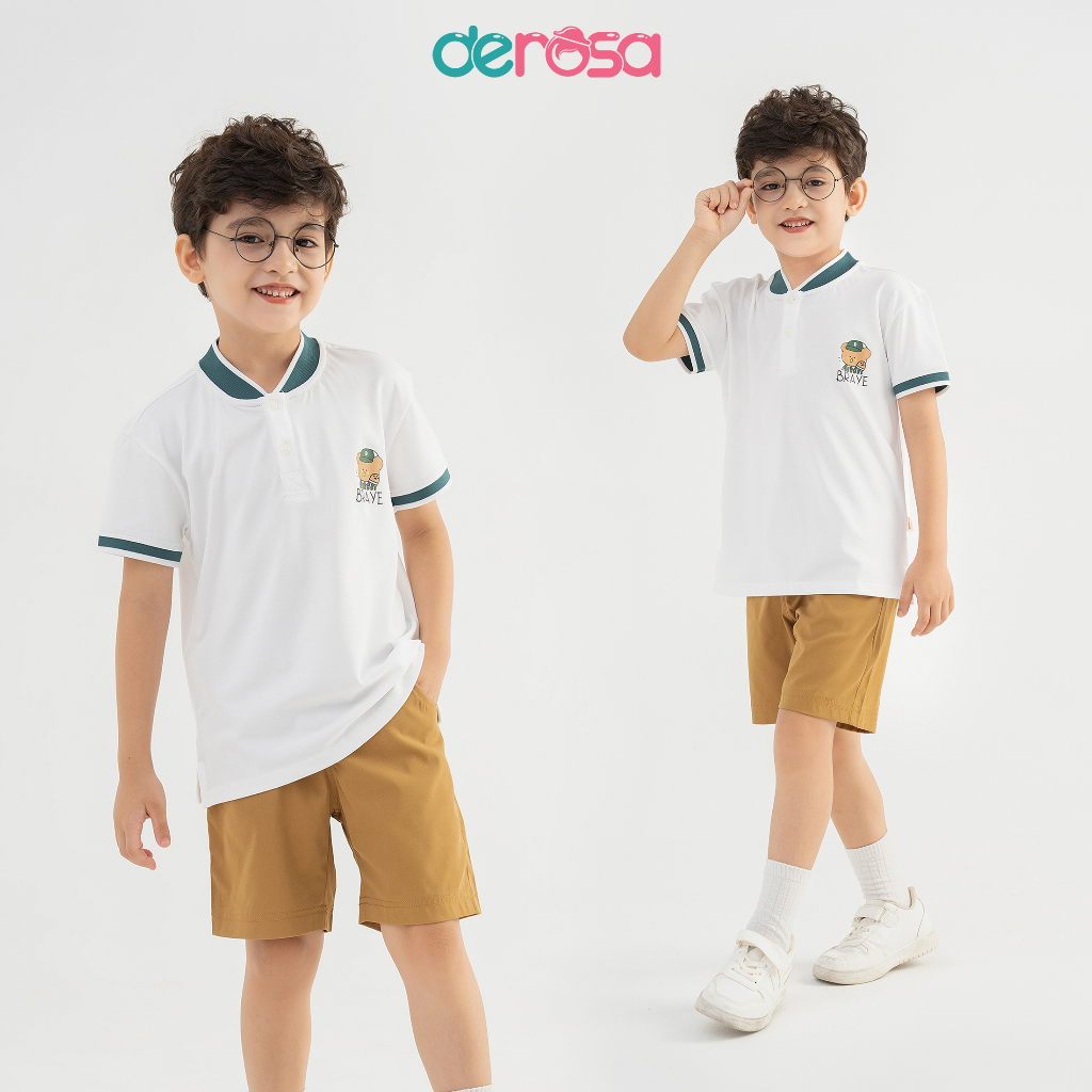 Áo cộc tay bé trai DEROSA KIDS kiểu dáng polo cho bé từ 2 đến 6 tuổi ZSK23-026A