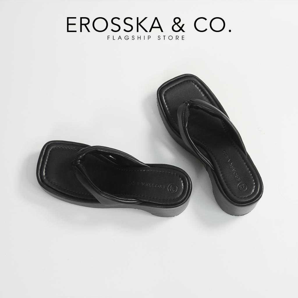 Erosska - Dép nữ thời trang đế xuồng dày xỏ ngón cao 7cm màu nude - SB022