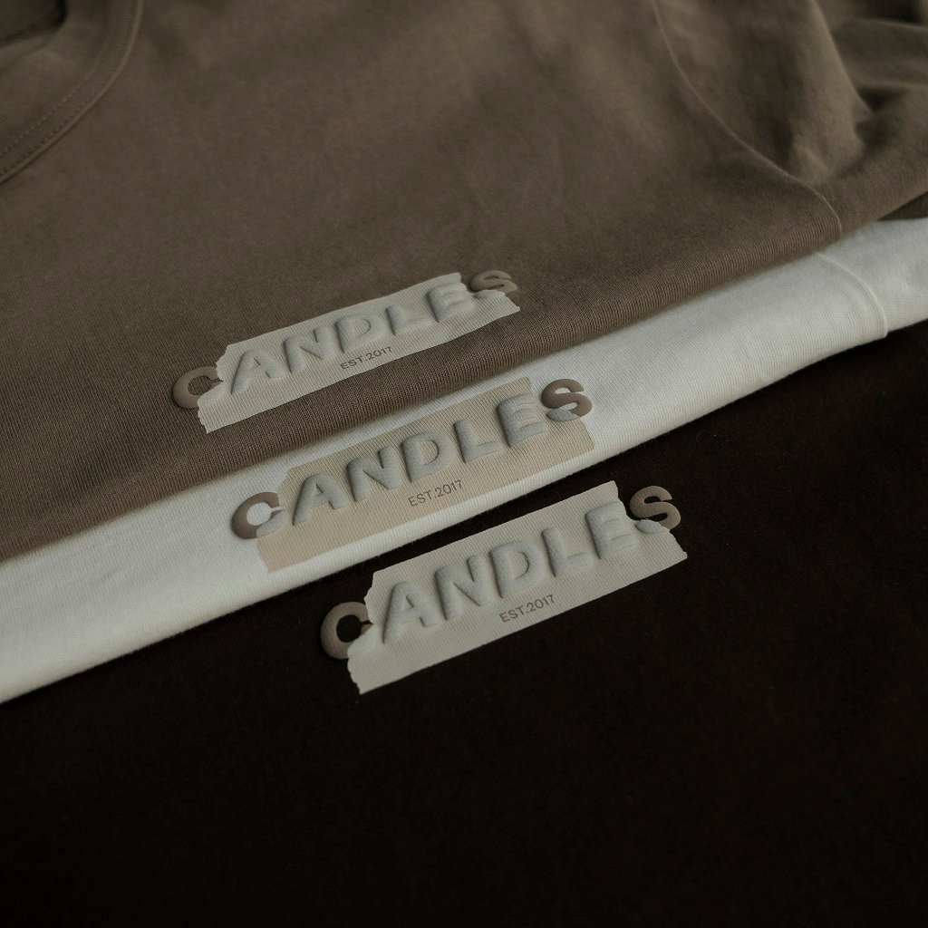 Áo thun nam nữ oversize CANDLES HIDDEN T-SHIRT hình in nổi cotton 260gsm chính hãng