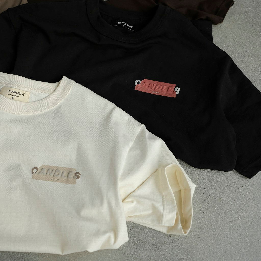 Áo thun nam nữ oversize CANDLES HIDDEN T-SHIRT hình in nổi cotton 260gsm chính hãng
