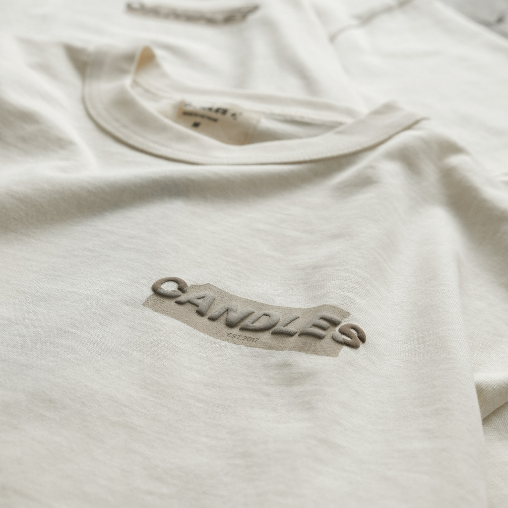 Áo thun nam nữ oversize CANDLES HIDDEN T-SHIRT hình in nổi cotton 260gsm chính hãng