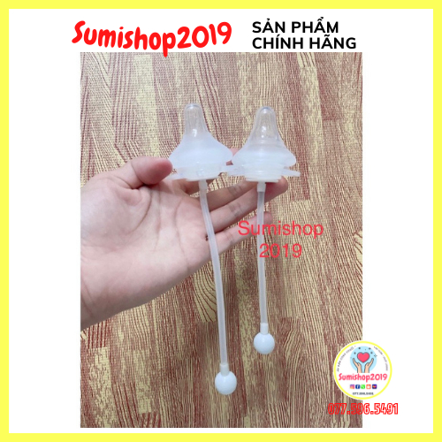 (Kèm hộp đưng) Set núm ti + quả tạ cho bình sữa cổ rộng Moyuum, Tovimolly, Pigeon