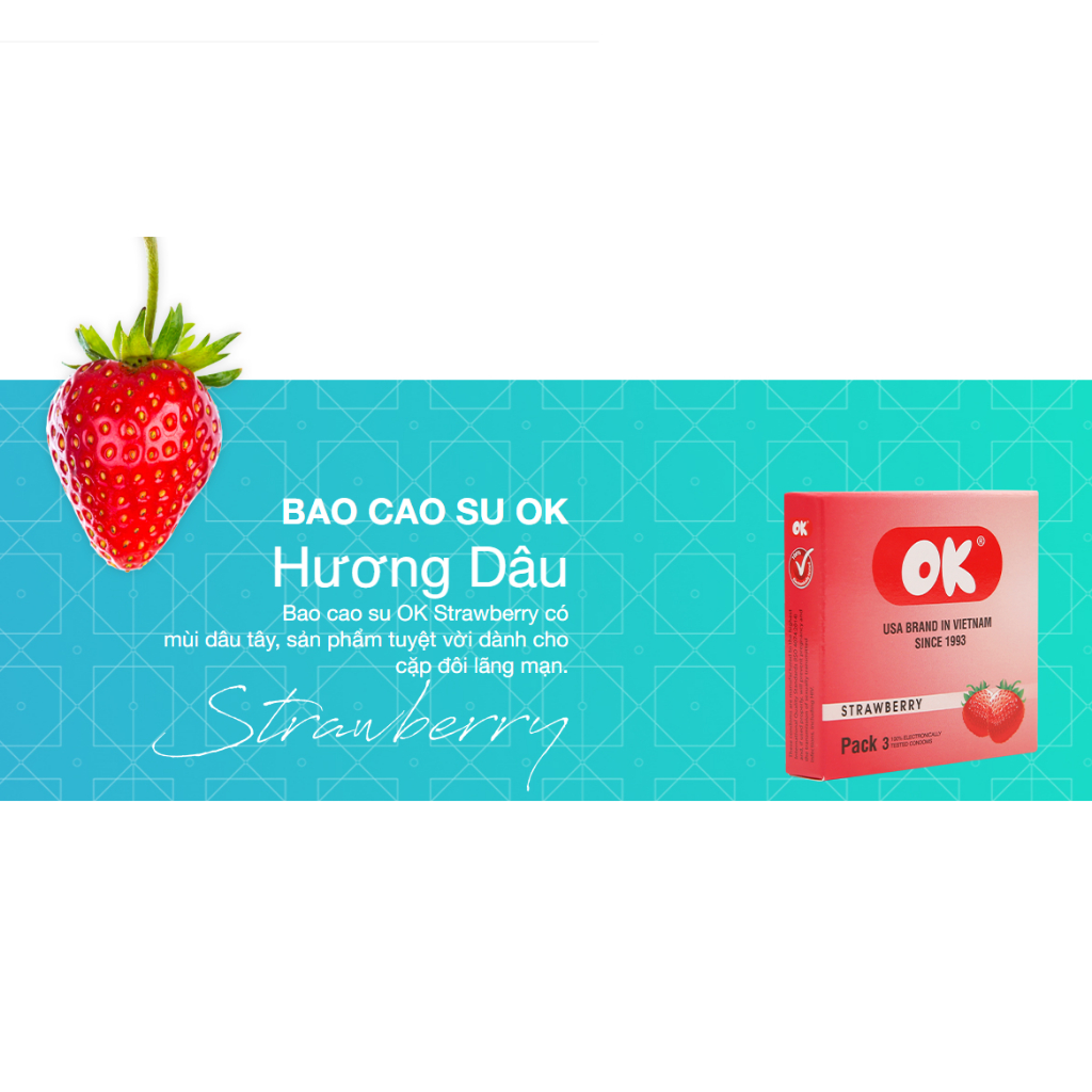 Hộp 3 Bao Cao Su OK Hương Thơm, BCS Siêu Mỏng  - MADE IN VIETNAM