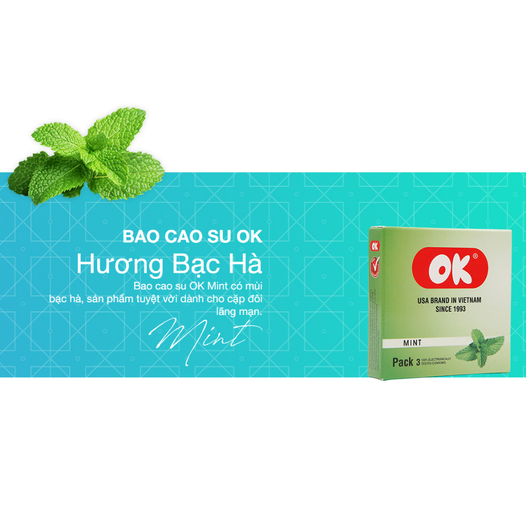 Hộp 3 Bao Cao Su OK Hương Thơm, BCS Siêu Mỏng  - MADE IN VIETNAM