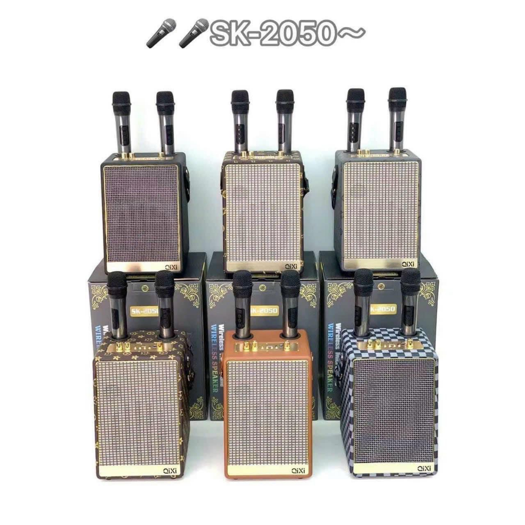 Loa Bluetooth Karaoke Qixi SK2050 - Bass Êm - Pin 3.600mAh Kèm 2 Micro Không Dây. Chính Hãng Bảo Hành 6 Tháng