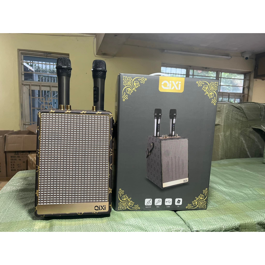 Loa Bluetooth Karaoke Qixi SK2050 - Bass Êm - Pin 3.600mAh Kèm 2 Micro Không Dây. Chính Hãng Bảo Hành 6 Tháng