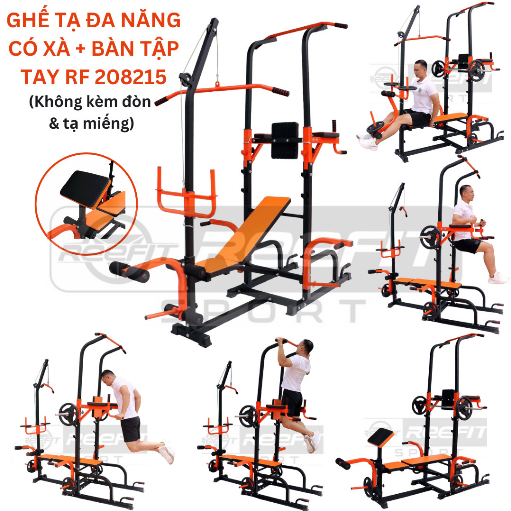 Ghế tạ giàn tạ đa năng có xà kết hợp bàn tập tay Reefit RF 208215