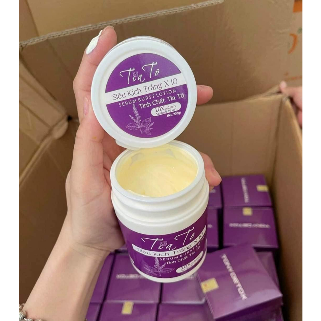 kem body kích trắng Tía Tô 250gr